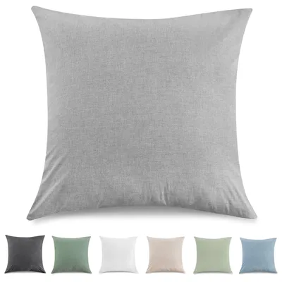 Produktbild von Kissenbezug 40 x 40 cm, 2er-Set – 100 % gewaschene Baumwolle, -, Leinenoptik und atmungsaktiv, hellgrau, mit Reißverschluss