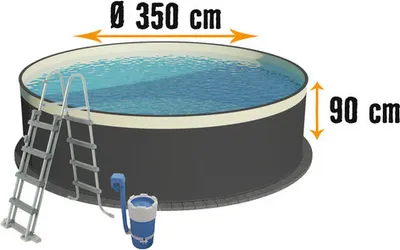 Produktbild von Aufstellpool Stahlwandpool-Set Planet Pool rund Ø 350x90 cm inkl. Kartuschenfilteranlage & Leiter anthrazit mit Overlap-Folie sand