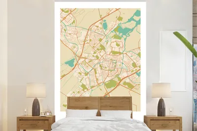 Obrázok produktu pre MuchoWow® Fototapety pre obývaciu izbu alebo spálňu tapety vinylové motív tapety Mapa mesta - Leiden - Vintage 160x240cm