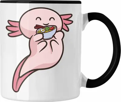 Produktbild von Trendation - Axolotl Tasse Grafik Lustig Geschenkidee Schwanzlurch Tiere Geschenk Ramen (Schwarz)