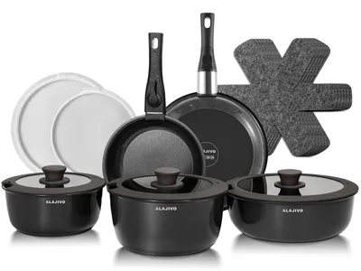 Kochgeschirr-Set, 17-teilig, Aluminium, mit Deckel