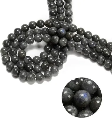Imagen del producto de 94 piezas (2 hebras/juego) de perlas de labradorita grises de 8 mm, perlas de piedra natural, calidad AAA, gema premium, piedra auténtica, para usar en la creación de pulseras, collares y otros accesorios