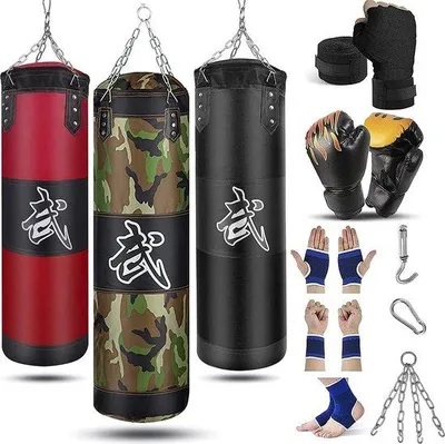 Produktbild von Famanu Boxsack für Erwachsene, Teenager, Kinder - Ungefülltes Set mit Boxhandschuhen und Zubehör