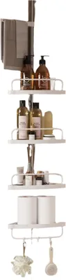 Produktbild von Höhenverstellbares Duschregal - Eckregal - 4 Ebenen - ohne Bohren - 95-300 cm