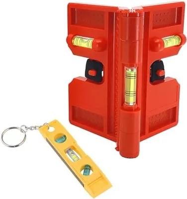 Productafbeelding van Magnetische hoekwaterpas, verstelbaar, met mini-waterpas, rood, voor houtbewerking