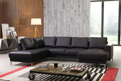 Produktbild von TOP Sofa Couch Ecksofa Eckcouch Wohnlandschaft in Kunstleder schwarz- SILVIO XXL