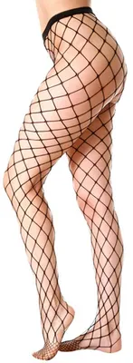 Produktbild von Krautwear® Damen Netzstrumpfhose Schwarze Netz Strumpfhose Weitmaschig Grob Gemustert Mit Groben Maschen Fasching Karneval Cosplay