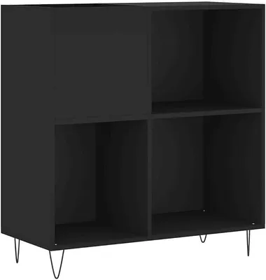 Produktbild von Plattenschrank Schwarz 84,5x38x89 cm Holzwerkstoff Vinyl Regal mit Metallbeinen LP Schallplattenregal Retro Schallplatten Aufbewahrung für Wohnzimmer