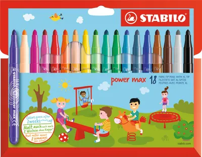 Produktbild von Filzstift - STABILO power max - 18er Pack - mit 18 verschiedenen Farben