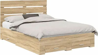 Produktbild von vidaXL Bettrahmen mit Kopfteil Sonoma-Eiche 140 x 190 cm Holzwerkstoff