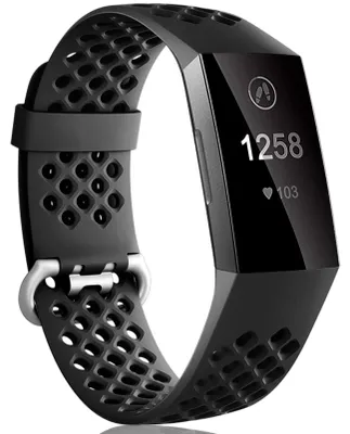Productafbeelding van Sportarmband voor Fitbit Charge 3/4, Verstelbaar Silikon Armband, Zwart, Klein
