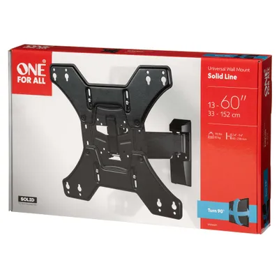 Produktbild von One For All SOLID, 33 cm (13"), 165,1 cm (65"), 75 x 75 mm, 400 x 400 mm, 0 - 15°, Schwarz