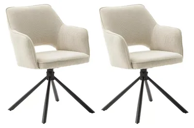 Produktbild von Armlehnstuhl Luzon 2er-Set Cord Creme drehbar mit Autoreturn