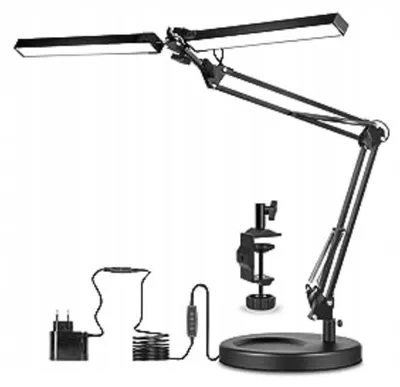 Productafbeelding van PLATINET LED bureaulamp, 2x10W, verstelbaar, zwart, 2-in-1