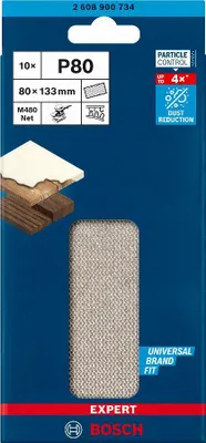 Image de Feuilles abrasives BOSCH EXPERT rectangulaire bois et peinture net M480 - 80X133mm - G80 - 2608900734
