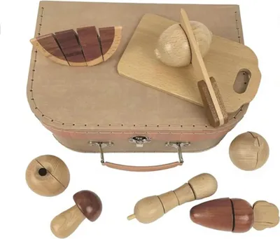 Immagine prodotto di Set da taglio per verdure per bambini in legno di faggio in astuccio