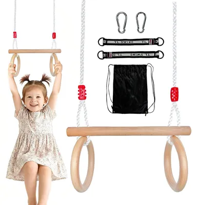 Productafbeelding van Solidchoice - Trapezium Tuinschommel voor Kinderen met Gymnastiekringen