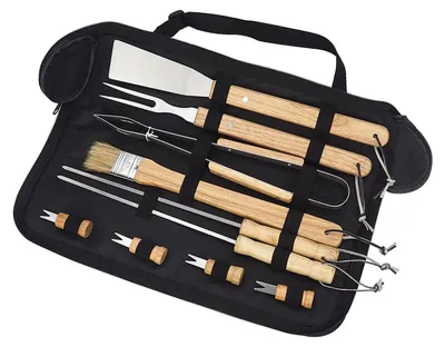 Produktbild von 10-teiliges Grillset aus Edelstahl mit Aufbewahrungstasche