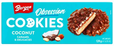 Image de Bergen Obsession Cookies Noix de coco, caramel et gourmandises 128 g