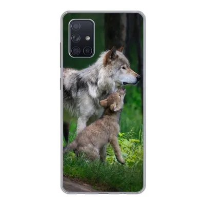Produktbild von MuchoWow® Handyhülle Schutzhülle Hülle für Samsung Galaxy A51 5G Wolf - Baby - Wald Silikon Softcase Handy Hülle - Abbildung