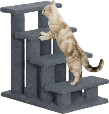 Produktbild von Tiertreppe – Katzentreppe/Hundetreppe mit 4 Stufen, 63,5 × 43 × 60 cm, Grau