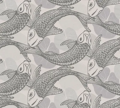 Zdjęcie produktu dla Livingwalls azjatyckie tapety Metropolitan Stories tapeta z rybami Mio Tokyo włóknina tapeta szary biały czarny 10,05 m x 0,53 m
