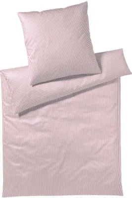 Produktbild von elegante Mako-Jersey Bettwäsche-Garnitur Sister Stripe Farbe rose Größe 135x200+40x80
