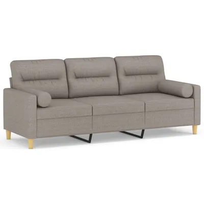 Produktbild von vidaXL 3-Sitzer-Sofa mit Zierkissen Taupe 180 cm Stoff