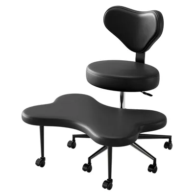 Immagine prodotto di Sedia da meditazione ergonomica per diverse posizioni di seduta, regolabile in altezza con supporto lombare e rotelle, sedia da ufficio per yoga e seduta a gambe incrociate, nera