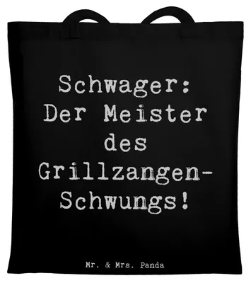 Produktbild von Mr. & Mrs. Panda Einkaufstasche Spruch Schwager Grillmeister - Schwarz - Geschenk, Jutebeutel, liebevoll, Stoffbeutel, Verwandtschaft, Familie, Lächeln, Geschenke, Humor