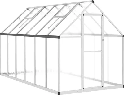 Imagen del producto de Invernadero vidaXL con estructura de base, color plateado, 334x169x195 cm, aluminio