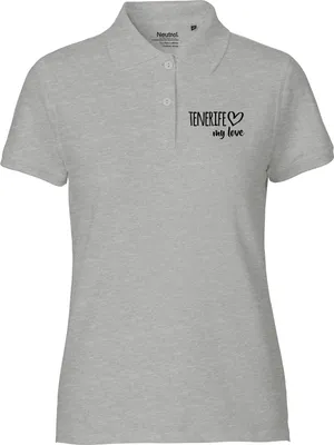 Produktbild von Huuraa Damen Polo Shirt Tenerife my love XS Sport Grey Bio Baumwolle Fairtrade Poloshirt Geschenkidee