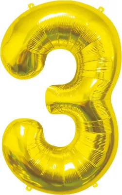Produktbild von Balon foliowy cyfra 3 złoty 85 cm
