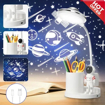 Produktbild von Tragbarer LED Schreibtischlampe Kinder Astronaut Tischlampe Leselampe Projektor