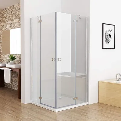 Produktbild von 100 x 75 cm Duschkabine Eckeinstieg Duschwand Dusche Duschabtrennung ESG Glas