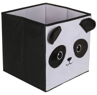 Produktbild von Aufbewahrungsbox Faltbox 27x27x28cm Panda Stoffkorb Polypropylen schwarz / weiß