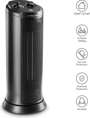 Produktbild von Heizlüfter TFC 19 E – Heizleistung 1200 W / 2000 W – Heizung mit Thermostat, Raumgröße 24 m² bis 60 m³, Oszillationsfunktion 70°