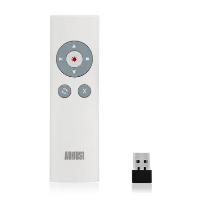 Image de August LP200W Télécommande de présentation sans fil avec pointeur laser, blanc