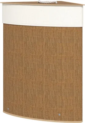Produktbild von W?schekorb im Eckdesign, Bambusgeflecht, 55 Liter, Stoffbeutel, Metallrahmen, Braun
