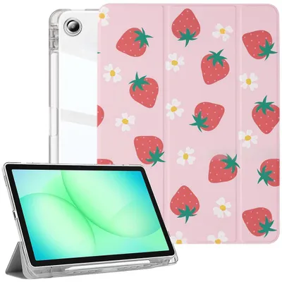 Image de Coque pour Samsung Galaxy Tab A11 Plus / A9 Plus, Protection avec Fonction Support - Motif Fraise