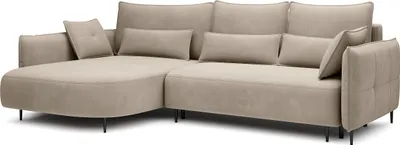 Produktbild von Selsey Oblivio - Ecksofa mit Schlaffunktion, Bettkasten, Veloursbezug wasserabweisend Hellbeige, Ottomane links