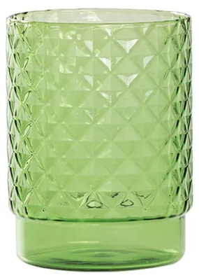 Image de Isolano Lot De 4 Verres Tumbler Empilables En Verre Borosilicaté Soufflé À La Main Avec Effet Diamant Couleur Vert Pomme Pour Table Et Bar Moderne