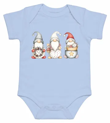 Image de Nain de Noël, style scandinave, motif "Tomte", décoration hivernale, body pour bébé, couleur bleu clair, taille 0/3 mois