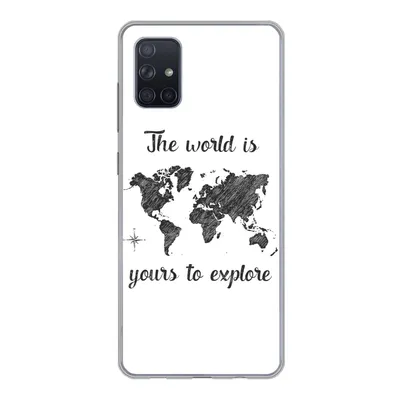 Produktbild von MuchoWow® Handyhülle Schutzhülle Hülle für Samsung Galaxy A71 Weltkarte - Schwarz - Sprichwörter Silikon Softcase Handy Hülle - Kartenbesitzer