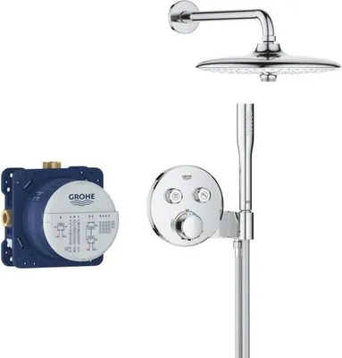 Produktbild von GROHE Duschsystem, Thermostatmischer, Alle Strahlarten, Kopfbrause Rund 26 cm, Chrom