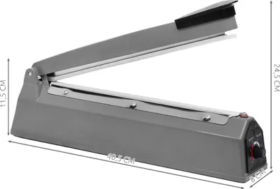 Produktbild von Ruhhy Folienschweißgerät, 30cm Schweißlänge, 2mm Schweißbreite, 300W, 1-8s Schweißzeit, max. 0.4mm Folienstärke, 115cm Kabellänge, 1.55kg, für Lebensmittelaufbewahrung & Sous Vide, PE, PP, PVC, Luftpolsterfolie geeignet, inkl. zusätzlicher Heizelektrode, 40.5x8x24.5cm