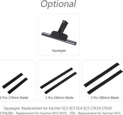 Productafbeelding van Vervangende reinigingsbladen voor raamstofzuigers, 2 stuks, 250 mm. Rubberen wisbladen als accessoire en reserveonderdeel, geschikt voor Karcher WV1