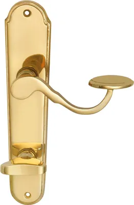 Produktbild von Marchesi Türbeschlag Posthorn | Türgriff für Innentür auf Schild WC 90 | Messing poliert