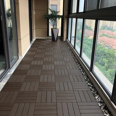 Produktbild von YZNAHRE WPC Terrassendielen 30x30cm Balkon Boden Terrassenfliesen 55 Stück,1㎡, Holzoptik Balkon Bodenbelag Klicksystem Balkonfliesen für Balkon und Garten, Hellbraun