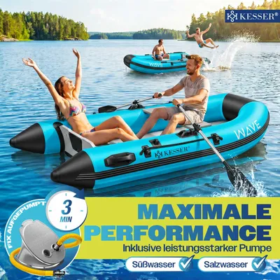 Image de Bateau pneumatique KESSER® pour 2 personnes, pouvant être motorisé, canoë gonflable
